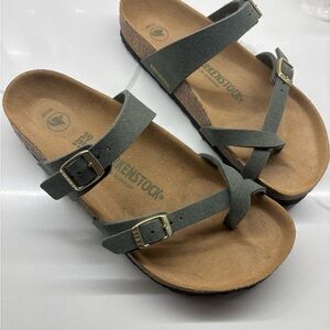 Birkenstock Olive Green Suede Two-Strap Sandals